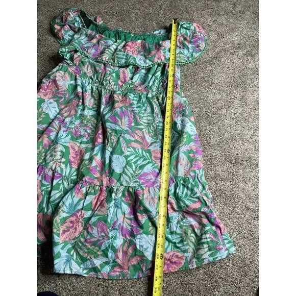 Women's Prairie Boho Green Floral Midi Dress Size 3X Pom Accent 24W-26W - Picture 4 of 5